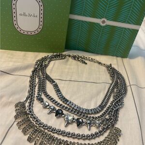 Stella & Dot Silver Layered Statement Necklace